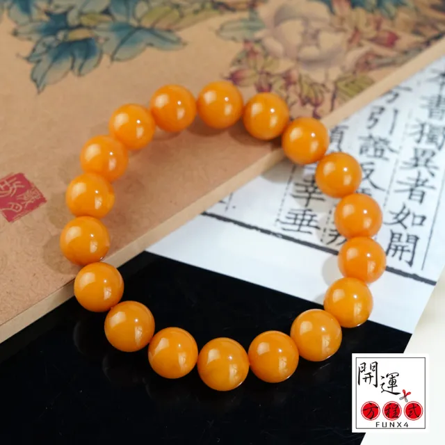【開運方程式】老蜜蠟琥珀頂級雞油黃老蜜花蜜蠟11.5mm(清新溫潤養身手珠)