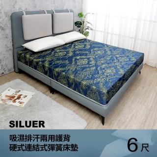 【柏蒂家居】羅亞勒 緹花兩用涼蓆護背硬式連結式彈簧床墊-6尺加大雙人