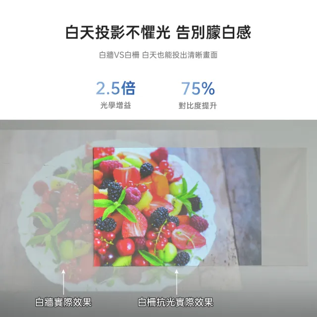 【ROSETO】白柵抗光布幕 全視角不懼光 84吋折疊式黑邊打孔(聚光投影幕 投影布幕 微型投影機迷你投影機幕布)