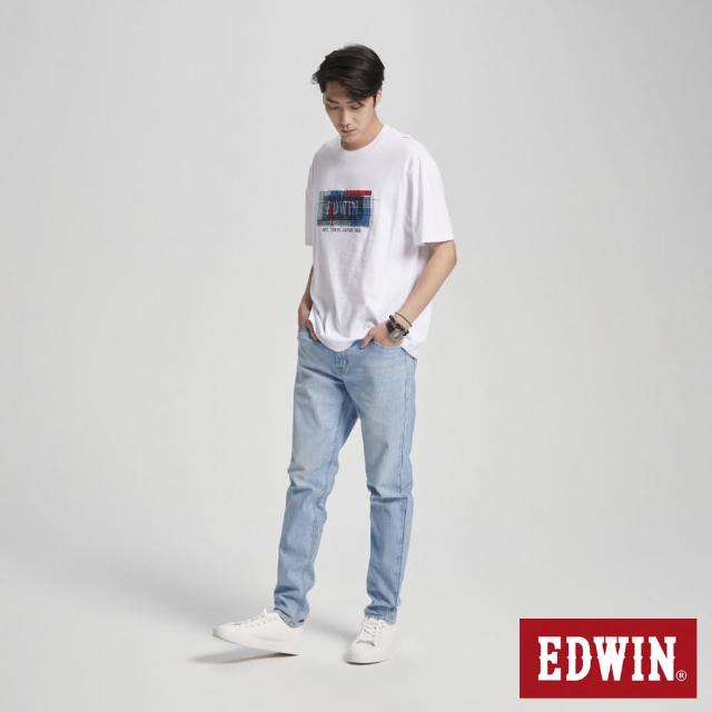 【EDWIN】男裝 再生系列 拼布印花寬版短袖T恤(白色)