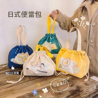 【Star 星】日系和風便當布束口保溫便當袋(餐袋 手提袋 保溫袋 保冰袋 便當包)