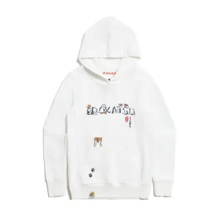 【EDWIN】江戶勝 女裝 勝太郎系列 勝太郎印花長袖連帽T恤(米白色)