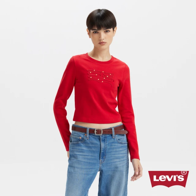 LEVIS 女款 長袖Tee 蛇年限定款 特殊LOGO設計 短版T 人氣新品 0035U-0000