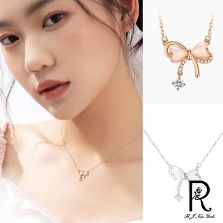 【RJ New York】蝴蝶結貓眼石流蘇單鑽高雅鎖骨項鍊(2色可選)