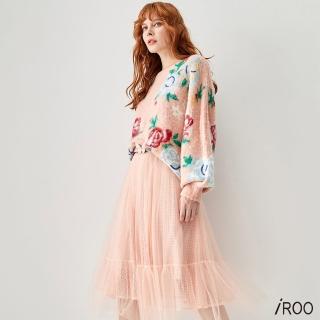 【iROO】珍珠腰鍊網紗裙