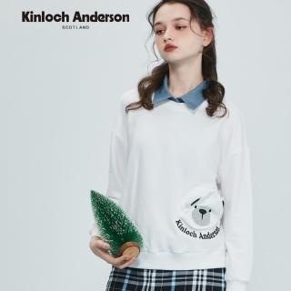 【Kinloch Anderson】金安德森女裝 立體小熊造型包包寬鬆設計長袖棉質上衣(KA1363019 白色/藏青)