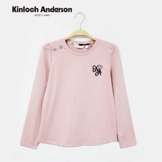 【Kinloch Anderson】金安德森女裝 學院風牙刷繡KA燙鑽造型長袖棉質上衣(KA1363021深粉/黑色)