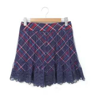 【Kinloch Anderson】金安德森女裝 限量款紅藍格浪漫點點網紗蕾絲褲裙褲(KA1362008深紅)
