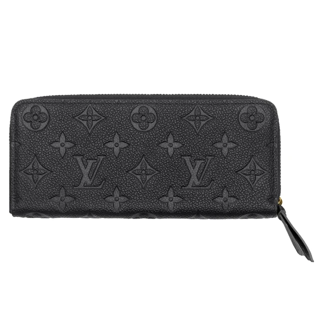 Louis Vuitton 路易威登 M60171 經典Clemence系列Monogram Empreinte皮革壓紋拉鍊長夾/錢包(黑色)