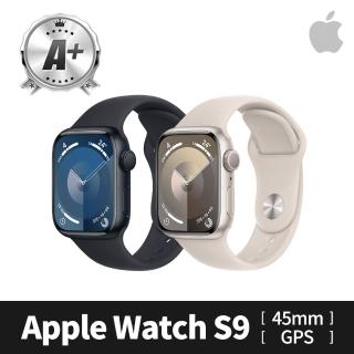 【Apple】A+ 級福利品 Apple Watch S9 GPS 45mm 鋁金屬錶殼(副廠配件/錶帶顏色隨機)