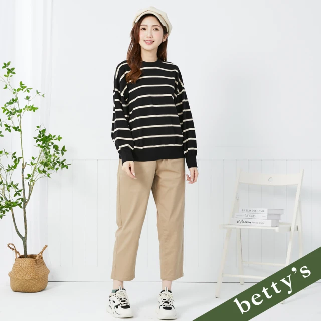 betty’s 貝蒂思 腰鬆緊抽繩排釦休閒長褲(卡其)