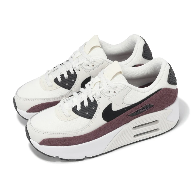 NIKE 耐吉 休閒鞋 Air Max 90 LV8 女鞋 米白 酒紅 厚底 增高 氣墊 運動鞋(FD4328-107)