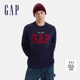 【GAP】男裝 Logo純棉印花長袖上衣-海軍藍(678479)