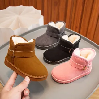 【橘魔法】中性款側扣低筒雪靴 兒童 雪靴 短靴 童靴 雪地靴(保暖 靴子 童鞋 童裝 兒童 中性款 男童 女童)