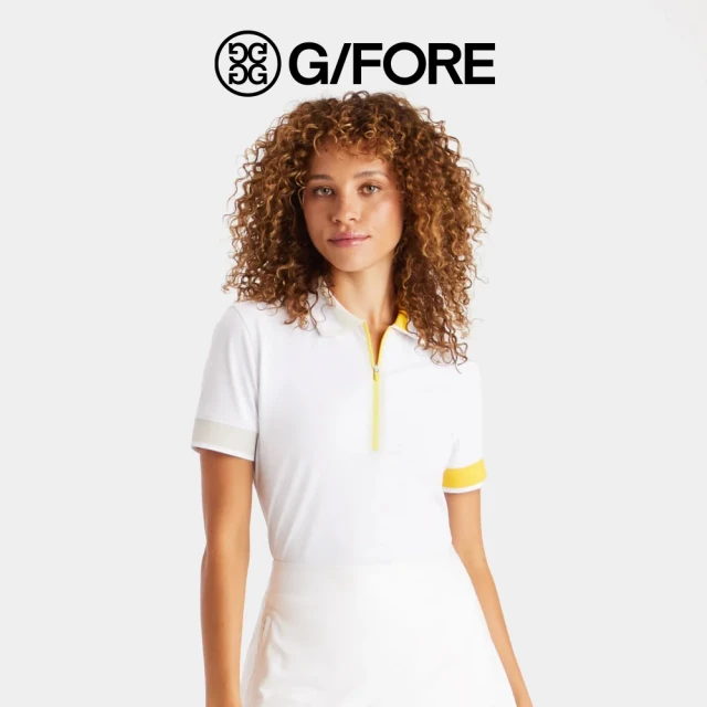 G/FORE ZIP POLO W/ CONTRAST COLLAR & CUFF 女士 撞色短袖POLO衫 白色(G4LS23K800-FLY)