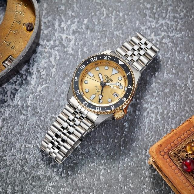 【SEIKO 精工】70週年 「金」彩歲月 GMT 機械錶 男錶 手錶 送禮(4R34-00M0K/SSK044K1)