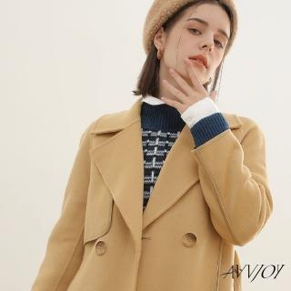 【AVVJOY 艾薇卓爾】絲光包邊大衣(純羊毛 冬天 保暖 外套 長版大衣 西裝領 百搭外套 保暖外套 AVVY103DY)