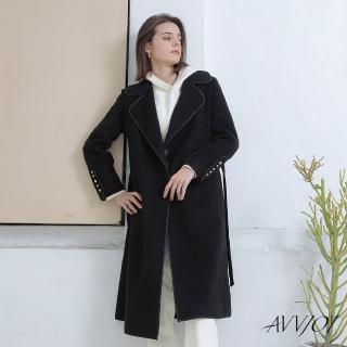 【AVVJOY 艾薇卓爾】高階包邊工藝大衣(純羊毛 冬天 保暖 外套 長版大衣 百搭外套 保暖外套 AVVY100DY)