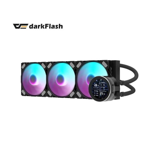 【darkFlash 大飛】大飛 Nebula DN360S LCD 一體式 水冷 CPU 散熱器-黑色(全新 2.1 吋 IPS 水冷頭顯示螢幕)