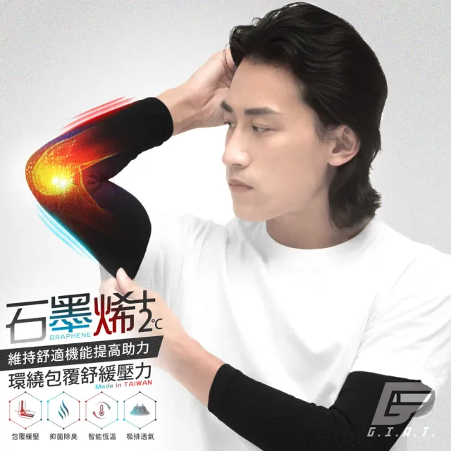 【GIAT 吉亞特】石墨烯遠紅外線護肘套+手腕套組(男女適用 台灣製)