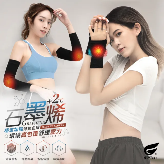 【GIAT 吉亞特】石墨烯遠紅外線護肘套+手腕套組(男女適用 台灣製)