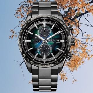 【CITIZEN 星辰】GENTS 宇宙幻彩限定款三眼計時電波鈦金屬光動能男錶/42mm(AT8286-65E)