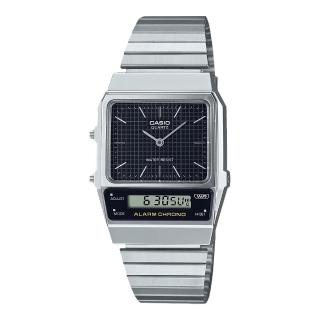 【CASIO 卡西歐】雙顯指標錶 不鏽鋼錶帶 碼錶鬧鈴 兩地時間 生活防水(AQ-800E-1A)