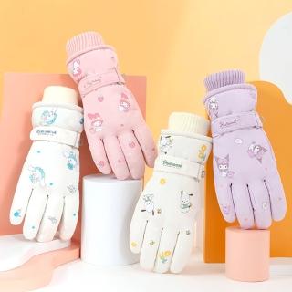 【SANRIO 三麗鷗】印花系列滑雪、騎車防風保暖防滑可觸碰五指手套-酷洛米/美樂蒂/帕洽狗/大耳狗(成人款)