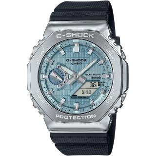 【CASIO 卡西歐】G-SHOCK 太陽能藍芽 金屬八角防護構造雙顯錶 情人節 禮物(GBM-2100A-1A2/速)