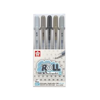 【SAKURA 櫻花】SAKURA 櫻花 證卷筆 Gelly Roll moonlight 月光晶彩筆 灰階 5支入 /盒 XPGB-5ML06