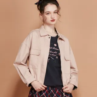 【Kinloch Anderson】金安德森女裝  百搭率性大口袋襯衫領抽繩顯瘦設計短版外套(KA1366018 粉紅/米卡其)