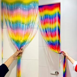 【塔克百貨】3入 聖誕節佈置 彩虹門簾絲 雨絲簾 200cm 漸層 鋁箔蕾絲 背景牆 氣球絲 細絲 流蘇 掛簾 裝飾