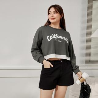 【OB 嚴選】雲朵自訂款棉質美式印花拼接短版上衣 《AB19883》