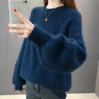 【LANNI 藍尼】★慵懶圓領不扎身毛衣(上衣/舒適/保暖/毛衣)