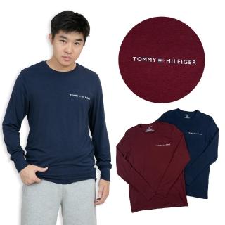 【Tommy Hilfiger】Tommy Hilfiger 彈性 薄長袖 深藍 大尺碼 長袖 上衣 T恤 長T(9308B#3)