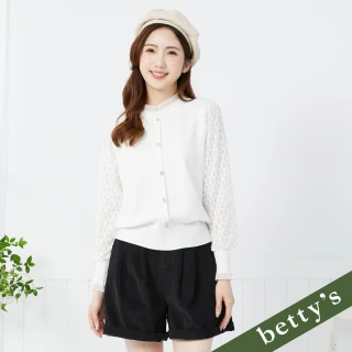 【betty&rsquo;s 貝蒂思】出清品  燈芯絨打摺高腰後鬆緊短褲(黑色)