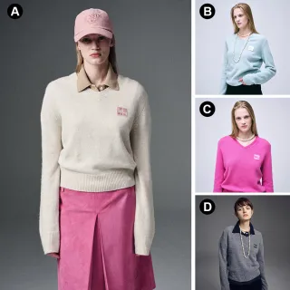 【MARDI MERCREDI】立領長袖 V領羊毛衣 多色 復古粉條紋 休閒 VINTAGE RUGBY SHIRT STRIPE