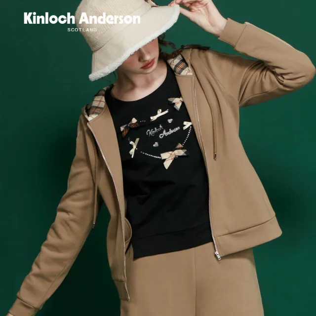 【Kinloch Anderson】金安德森女裝 休閒百搭KA織帶造型連帽外套(KA1366033 軍綠/黑色)