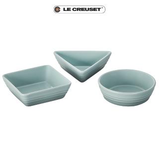 【Le Creuset】瓷器幾何造型盤 3入(海洋之花)