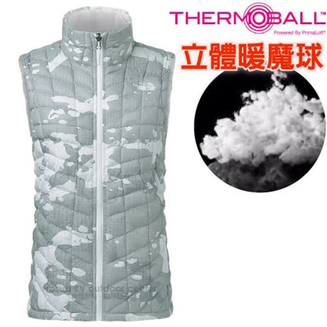 The North Face 女 ThermoBall 極輕量暖魔球防風科技羽絨背心(363U 灰迷彩)