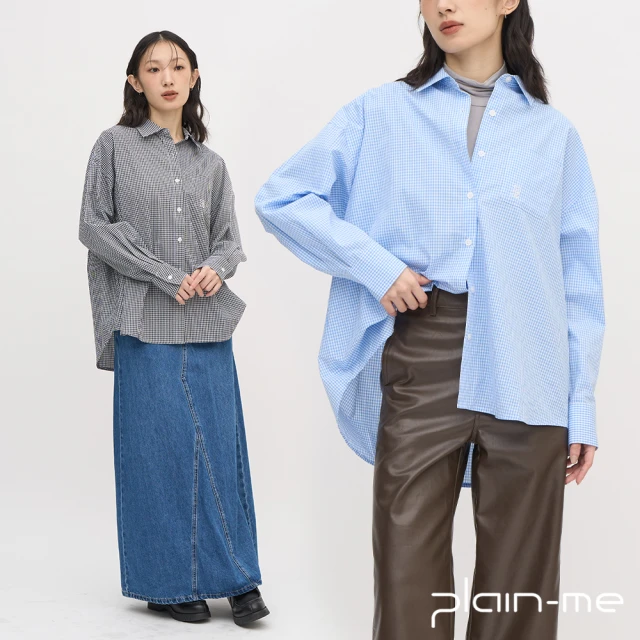 plain-me SAAKO 刺繡格紋襯衫 SAA3318-251(女款 共3色 襯衫 上衣 休閒襯衫)