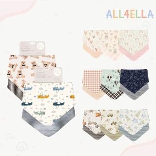 【All4Ella】雙面純棉領巾造型圍兜 2入(三角巾 圍嘴兜 嬰兒口水巾 吸水圍兜)