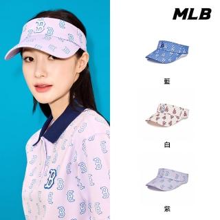 【MLB】可調式遮陽帽 空頂帽 MONOGRAM系列 道奇/紅襪隊(3ASCM0133-三色任選)