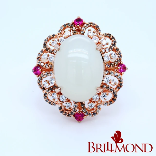 BRILLMOND JEWELRY 天然羊脂白玉 925銀戒墜兩用(16mm x 12mm 大蛋面)