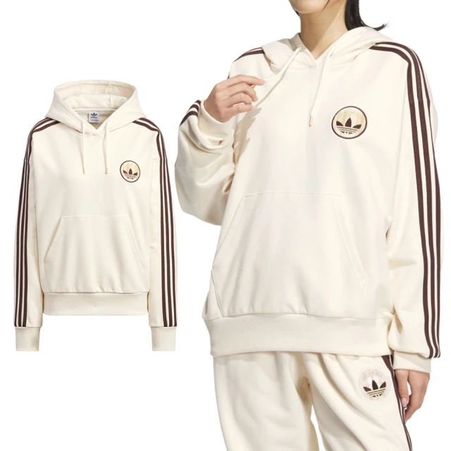 adidas 愛迪達 SPO Hoodie 女款 米白色 休閒 帽T 運動 三葉草 上衣 連帽 長袖 JC6853