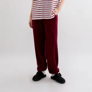 【Arnold Palmer 雨傘】女裝-個性LOGO抽繩束腳兩穿休閒長褲(安可拉紅)