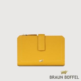 【BRAUN BUFFEL 德國小金牛】臺灣總代理 珍妮絲 10卡兩折中夾-向日葵黃(BF840-502-SF)