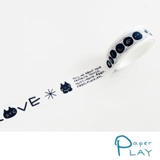 【Paper Play】和紙膠帶-LOVE貓咪(和紙膠帶 英文膠帶 貓咪膠帶)