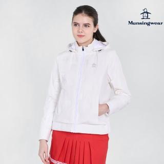 【Munsingwear】官方直營 企鵝牌 女款白色時尚拼接可拆帽輕羽絨外套 MLUL6603