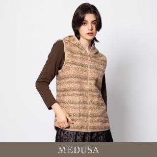 【MEDUSA 曼度莎】現貨-駝色羊羔毛長版連帽背心外套（M-XL）｜女背心外套 羊羔毛外套 保暖背心(501-20908)